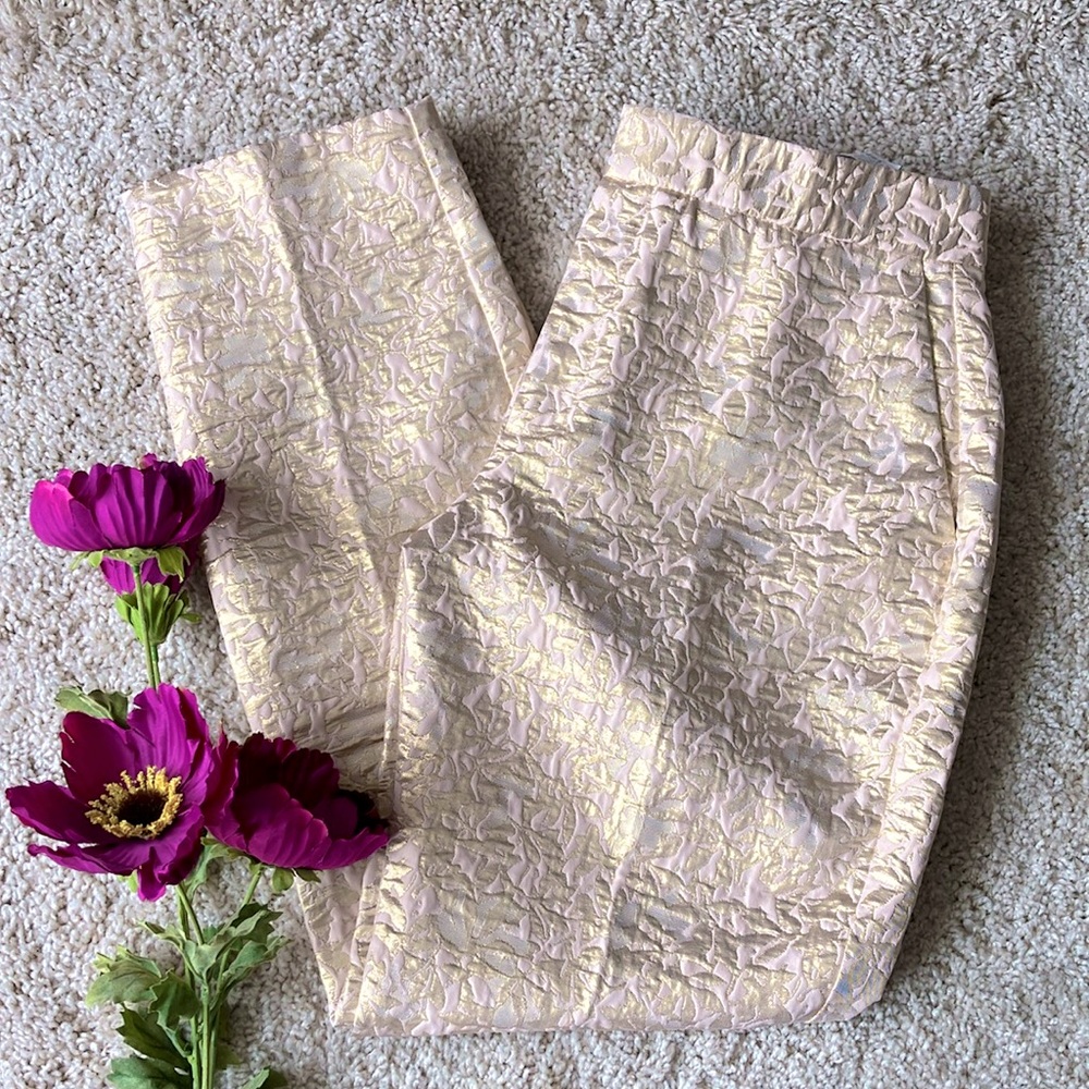 Zara Basic | Textured Blush & Gold Pants